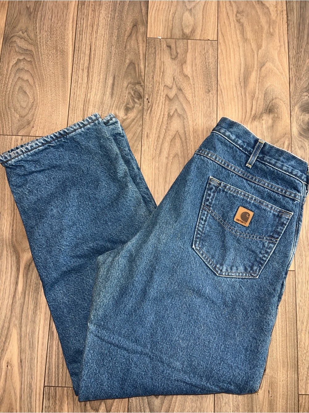 Carhartt Workwear Insulated Fleece Blue Jeans Solid Medium Wash Zip-Fly
